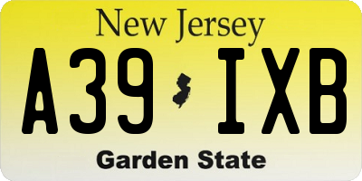 NJ license plate A39IXB