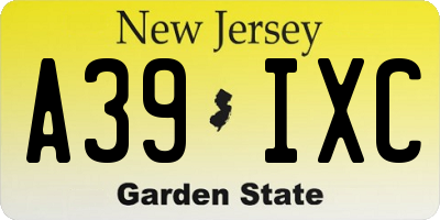 NJ license plate A39IXC