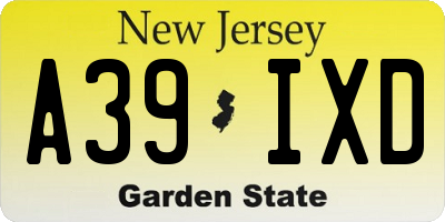 NJ license plate A39IXD
