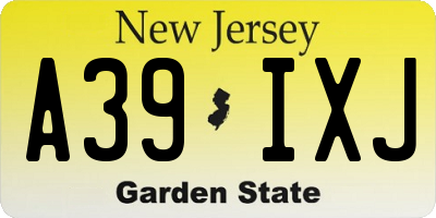 NJ license plate A39IXJ