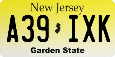 NJ license plate A39IXK