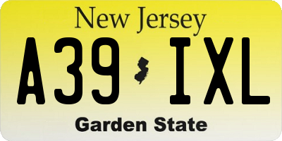 NJ license plate A39IXL