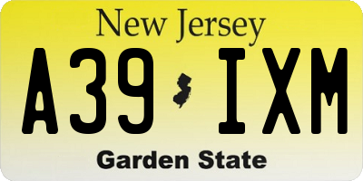 NJ license plate A39IXM