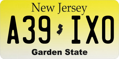 NJ license plate A39IXO