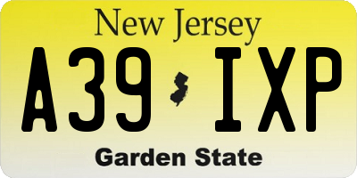 NJ license plate A39IXP