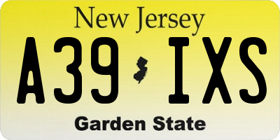 NJ license plate A39IXS