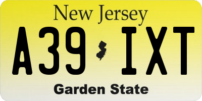 NJ license plate A39IXT