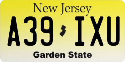 NJ license plate A39IXU