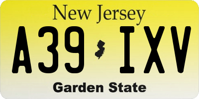 NJ license plate A39IXV