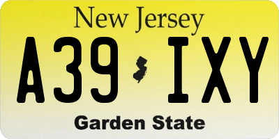 NJ license plate A39IXY