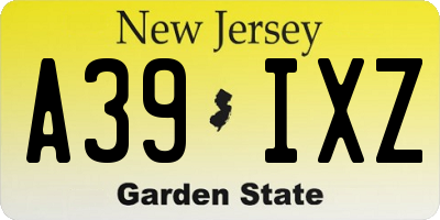 NJ license plate A39IXZ