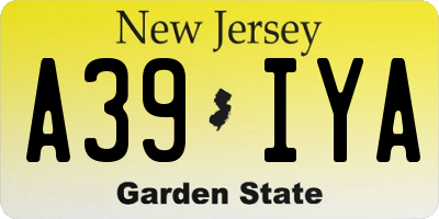 NJ license plate A39IYA