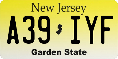 NJ license plate A39IYF