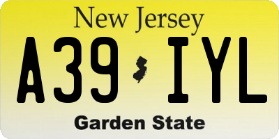 NJ license plate A39IYL