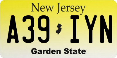 NJ license plate A39IYN