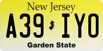 NJ license plate A39IYO