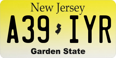 NJ license plate A39IYR