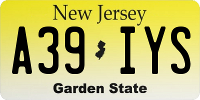NJ license plate A39IYS