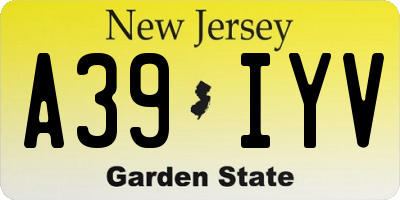 NJ license plate A39IYV