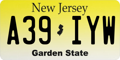 NJ license plate A39IYW