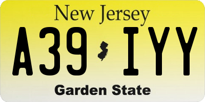 NJ license plate A39IYY