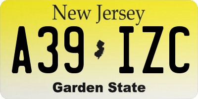 NJ license plate A39IZC