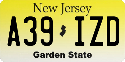 NJ license plate A39IZD