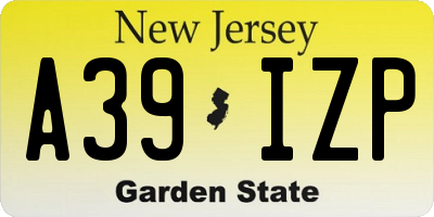 NJ license plate A39IZP