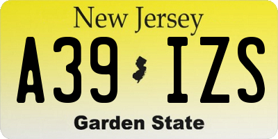 NJ license plate A39IZS
