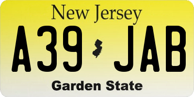 NJ license plate A39JAB