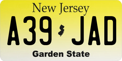 NJ license plate A39JAD