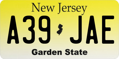 NJ license plate A39JAE