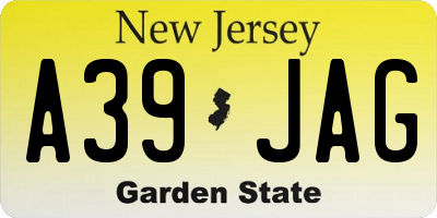 NJ license plate A39JAG