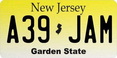 NJ license plate A39JAM