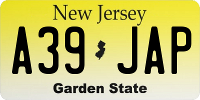 NJ license plate A39JAP