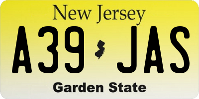 NJ license plate A39JAS