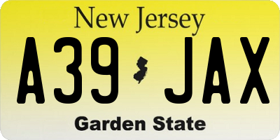 NJ license plate A39JAX