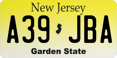 NJ license plate A39JBA