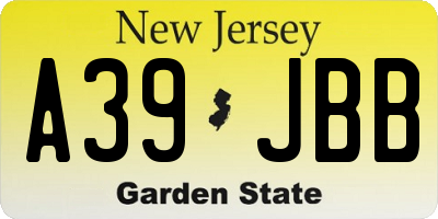 NJ license plate A39JBB