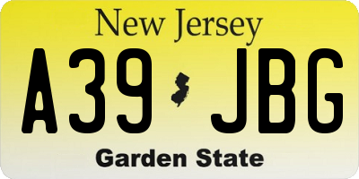 NJ license plate A39JBG