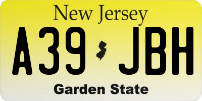 NJ license plate A39JBH