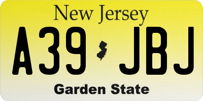 NJ license plate A39JBJ