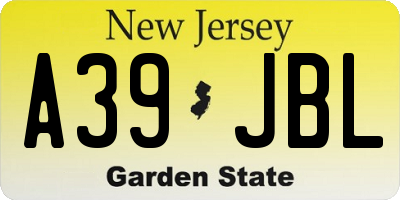 NJ license plate A39JBL