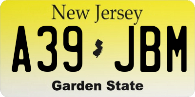 NJ license plate A39JBM