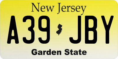 NJ license plate A39JBY