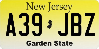 NJ license plate A39JBZ