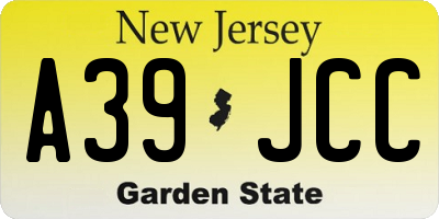 NJ license plate A39JCC