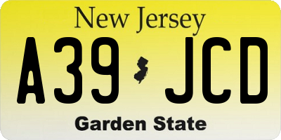 NJ license plate A39JCD