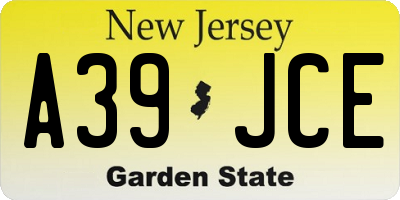 NJ license plate A39JCE
