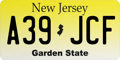 NJ license plate A39JCF